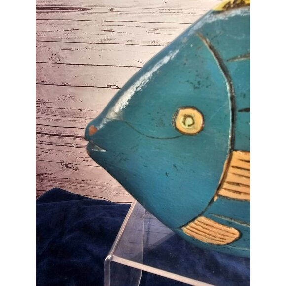 Wooden Handmade Fish Sculpture Home Decor Nautical‎ Beach Art Piece Rustic - Picture 3 of 12